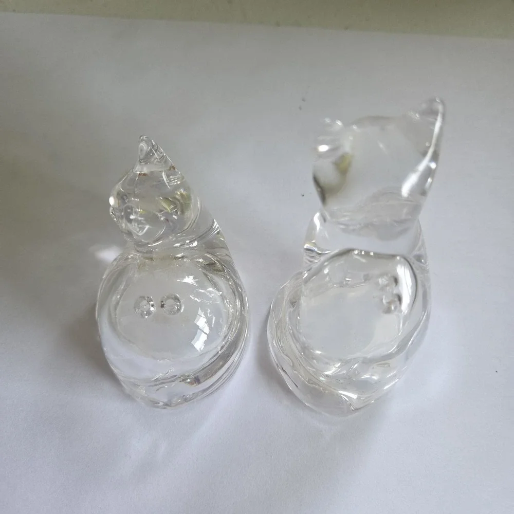 Vintage Lenox Crystal Kitty Cat Salt & Pepper Shakers Kitten Germany 1980s Glass